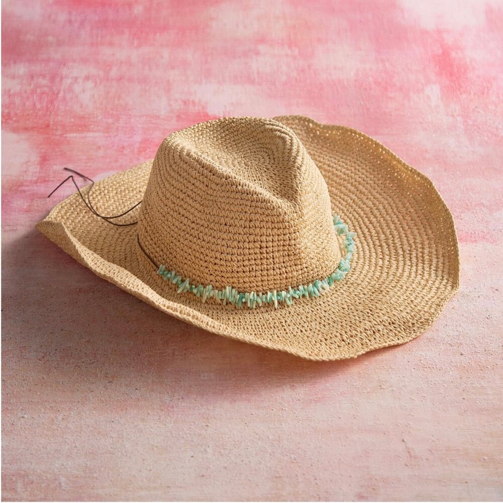 NWT Packable Hat with Beading Detail